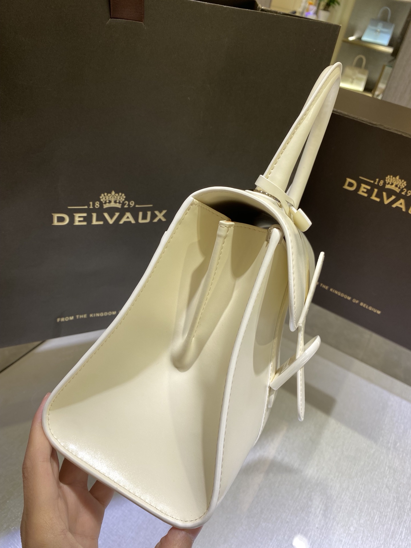 델보 브리앙 PM 박스백 화이트